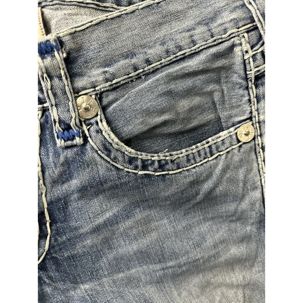 True Religion Ricky Super T White Stitch Jeans Medium Wash Men's 32X30 Rare